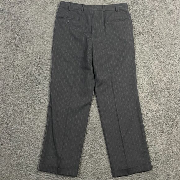 Brooks Brothers Pants Mens 34x30 Gray Striped Classic Fit Dress Slacks Wool - Picture 4 of 11